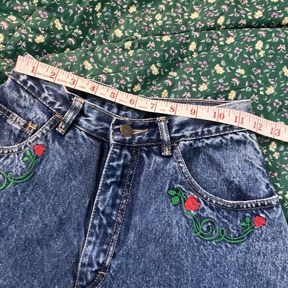 Vintage Lee Cooper Jeans Womens Floral Embroidered High Rise Acid Wash 90s - Picture 7 of 11